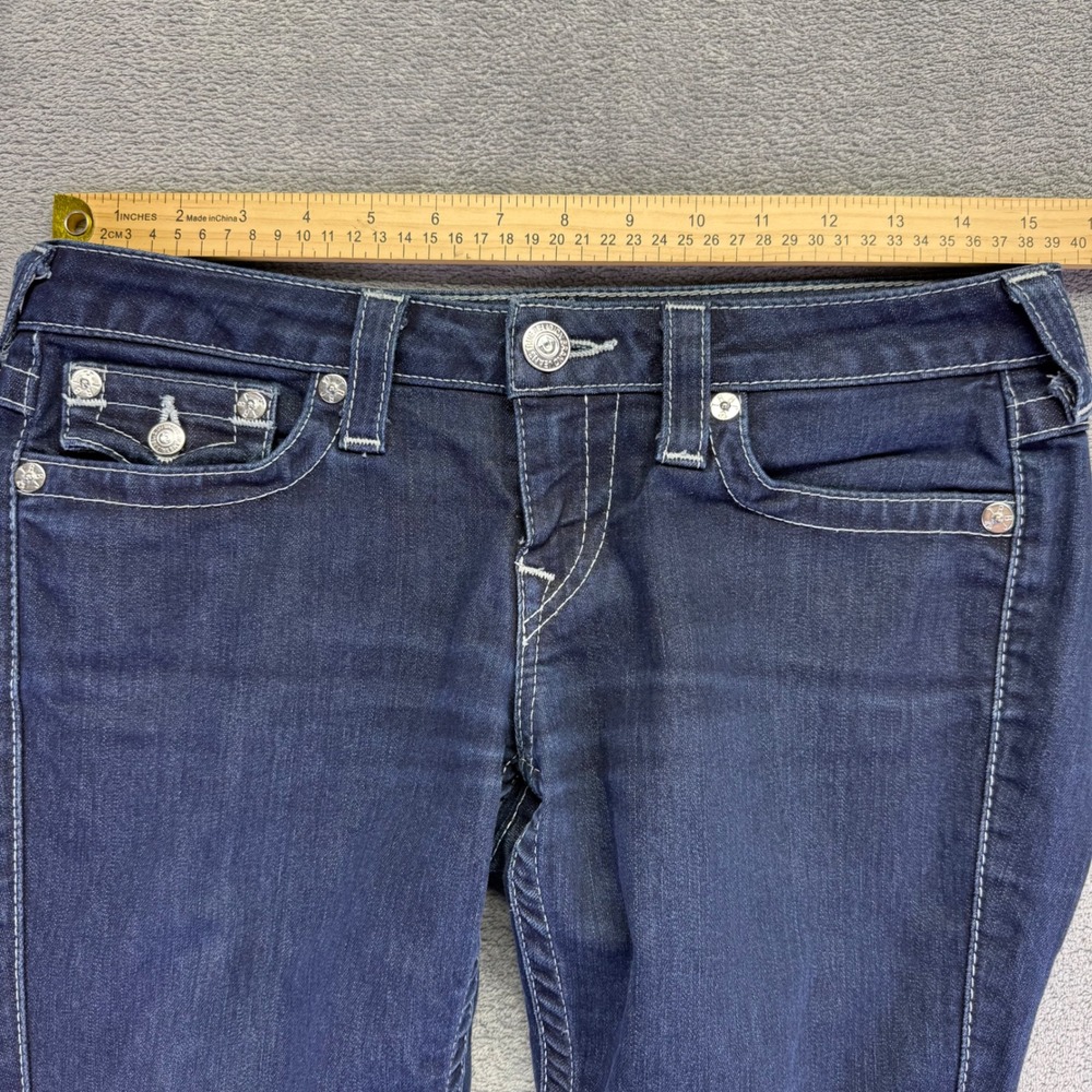 True Religion Womens Skinny Jeans Rhinestone‎ Back Pockets Dark Wash Size 29 - Picture 8 of 11